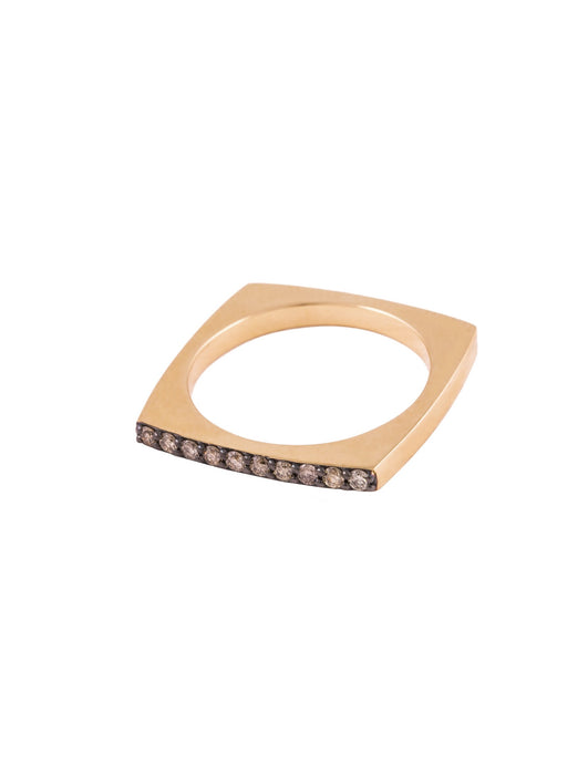 Brown Diamond Rounded Square Ring