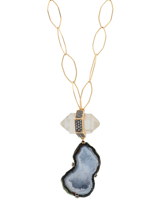 Rock Crystal & Geode Necklace