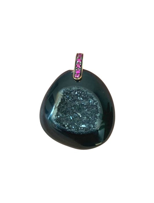 Geode Pendant with Ruby Bail