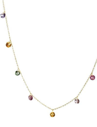 Lazer Drilled Colored Sapphires Necklace