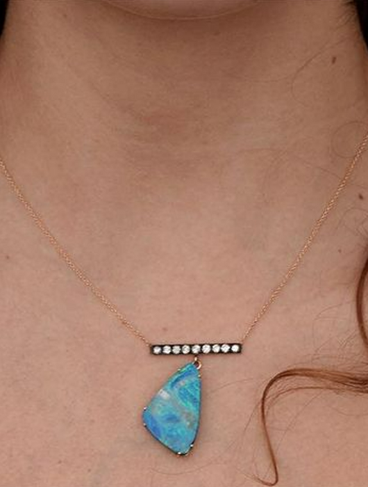 Opal necklace with Icy Diamonds