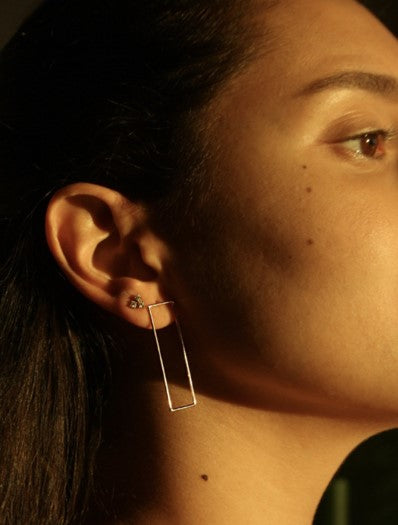 Single Rectangle Wire Earring