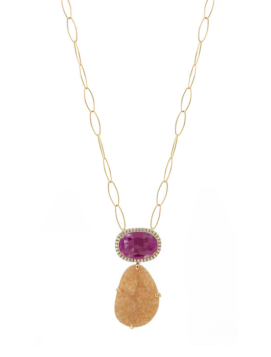 Ruby & Brown Druzy Necklace